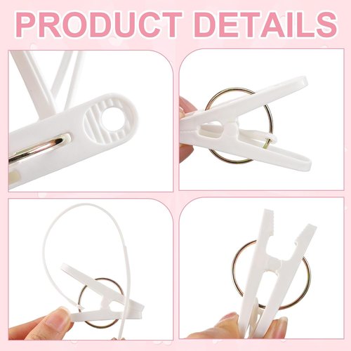 Honeydak 60-Pack Laundry Hooks - Versatile Hanging Clips for Organizing Clothes & Accessories | White