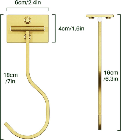 Skiennix Under Cabinet Banana Hook - Foldable Gold Metal Hanger for Kitchen & RV, Space-Saving Design