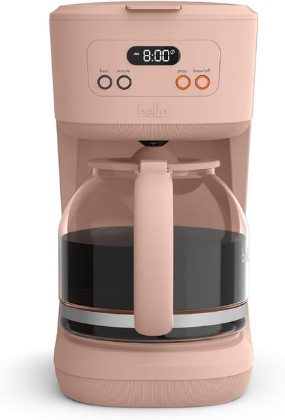Bella 12-Cup Programmable Coffee Maker - Easy LCD Display, Auto Shutoff, Reusable Accessories, Blossom Color