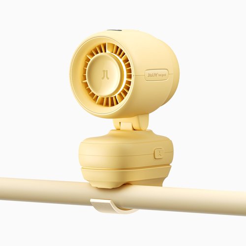 JISULIFE 2026 Clip Fan – Small & Stylish with 38H Cooling, Soft Night Light, One‑Click Detachable for Stroller or Desk, Safe Stroller Fan for Crib Car Seat Nursery Travel, Gifts for Baby Mom (Yellow)