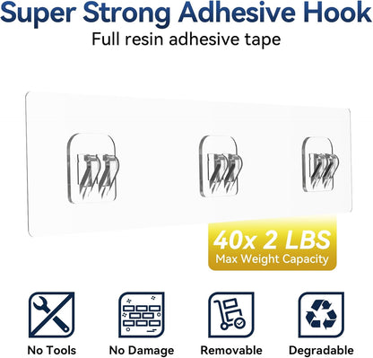 YASONIC Shower Caddy - No Drill Wall-Mounted Organizer with Removable Hooks | Rust-Proof, White, 2 Pack