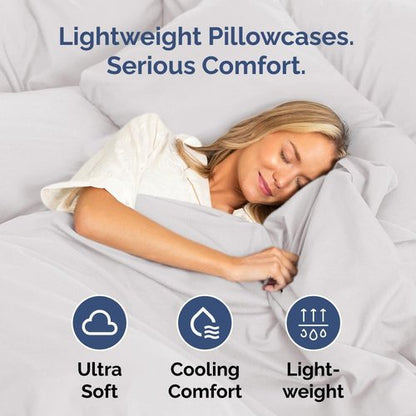 King Standard Pillow Cases - Soft Hotel Quality Covers for Comfy Bedding | 4-Piece Set in French Grey