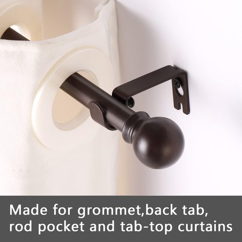 GXOACKJ Decorative Curtain Rods - Heavy Duty Metal, 28-78 Inch, Brown Finish with Brackets