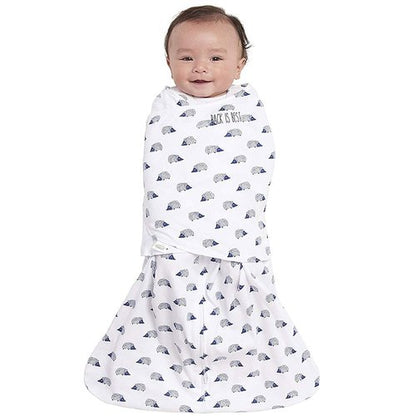 HALO Sleepsack Swaddle - 100% Cotton Wearable Blanket, 3-Way Adjustable, Navy Hedgehog, Newborn 0-3 Months