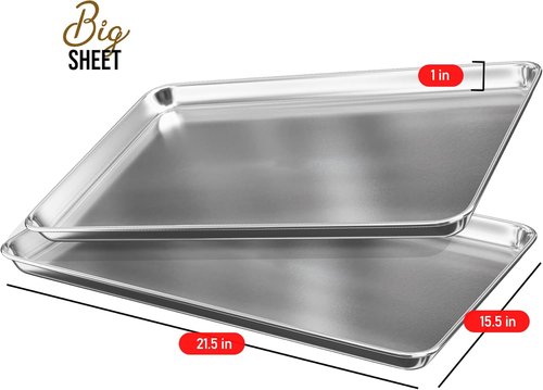 Eatex Aluminum Baking Sheet Set - Nonstick 21” x 15” Large Cookie Sheets | 2 Pack Baking Pans
