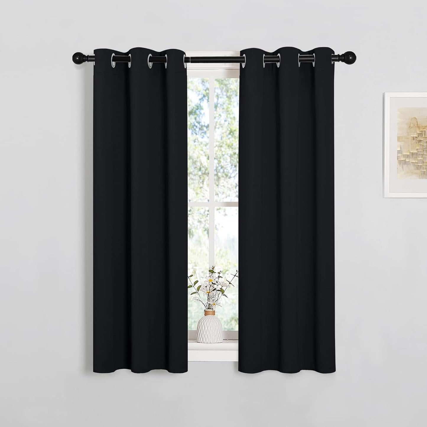 NICETOWN Blackout Curtains - Thermal Insulated Drapery Panels, 2-Pack, 29" Wide x 40" Long, Solid Black