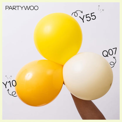 PartyWoo Pastel Yellow Balloons - 100 Pcs in Various Sizes for Baby Shower & Birthday Decor | Light Yellow