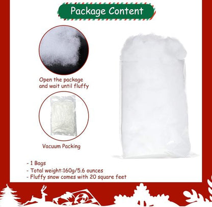 Apragaz Artificial Snow Decoration - Fluffy Flame Resistant Fake Snow for Christmas Trees & Winter Villages | 5.6 OZ