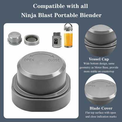 Ninja - Blade Cover and Vessel Cap Set - Leakproof Replacement Accessories for BC100 & BC151 | Dishwasher-Safe, Black