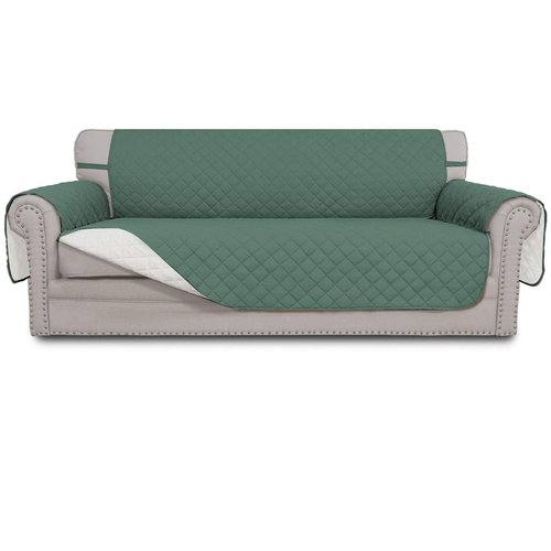 Easy-Going Reversible Couch Cover for 3 Cushion Couch Sofa Cover for Dogs Water Resistant Furniture Protector Cover with Foam Sticks Elastic Straps for Pet Cat (Sofa, Cyan/Ivory)