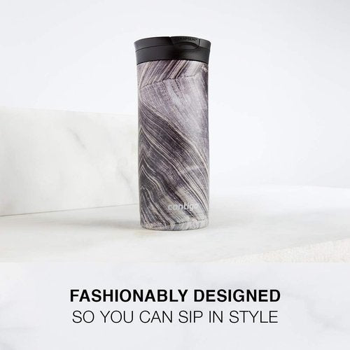 Contigo Huron 16oz Travel Mug - Vacuum-Insulated, Leak-Proof, Keeps Drinks Hot/Cold, White Marble Finish | Pack of 4