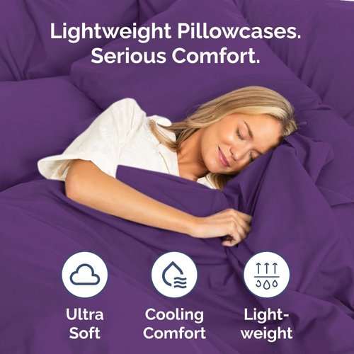 King Standard Pillow Cases - Ultra-Soft Hotel Quality Covers | Fade-Free & Wrinkle Resistant - 2 Piece Set in Purple