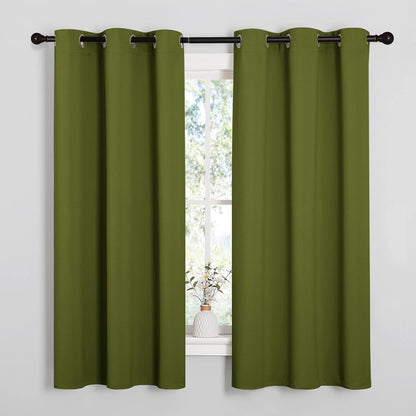 NICETOWN Blackout Curtains - Thermal Insulated Grommet Drapes for Living Room | Olive Green, 42x63 Inches