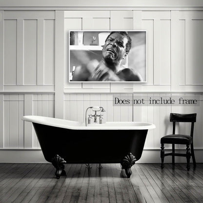 Regine Switzerland Funny Friday Bathroom Poster - Black & White Wall Art Canvas Print | 12x18 Inch Unframed Decor