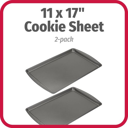 GoodCook Everyday Nonstick Carbon Steel Baking Sheet Set - 17 x 11-Inch, 2 Pack | Medium Cookie Sheets for Oven Baking
