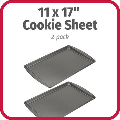 GoodCook Everyday Nonstick Carbon Steel Baking Sheet Set - 17 x 11-Inch, 2 Pack | Medium Cookie Sheets for Oven Baking
