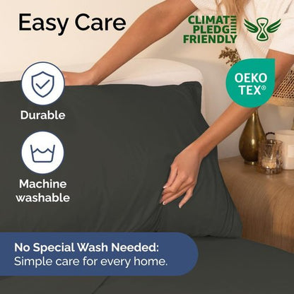 Comfy 4-Piece Sheet Set by [Brand Name] - Breathable & Cooling Luxury Bedding - Deep Pockets, Ultra-Soft, Wrinkle-Free - Charcoal