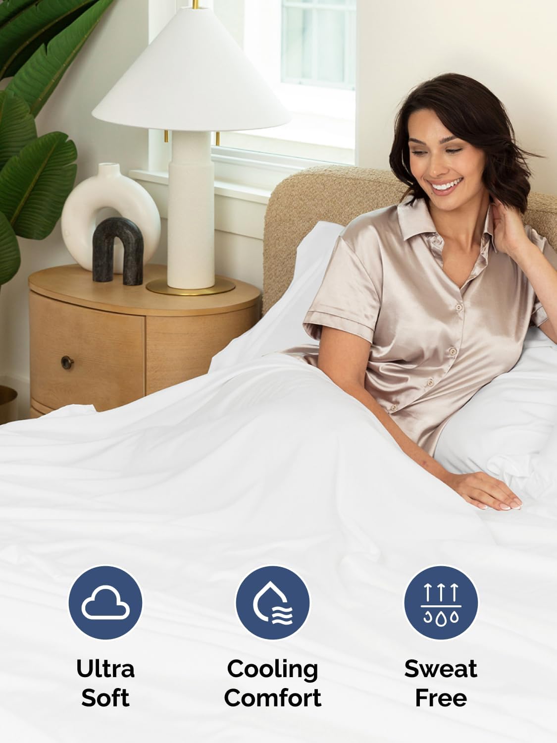 Skiennix Extra Deep Cal King Sheet Set - 6 Piece Breathable Cooling Bedding - Soft, Wrinkle-Free White