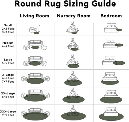 OLANLY Olive Green Round Rug - Soft & Fluffy Machine Washable 2 ft Circle Area Rug for Bedroom & Living Room