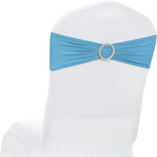 MDS Spandex Chair Sashes - Universal Fit Elastic Stretch Ties with Buckle for Weddings | Blue, Pack of 150