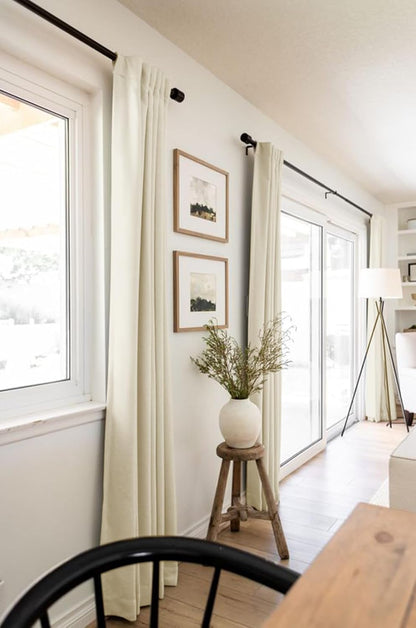 Skiennix 100% Blackout Linen Curtains - Thermal Insulated Drapes, 50" W x 84" L, Light Cream - 2 Panels Set