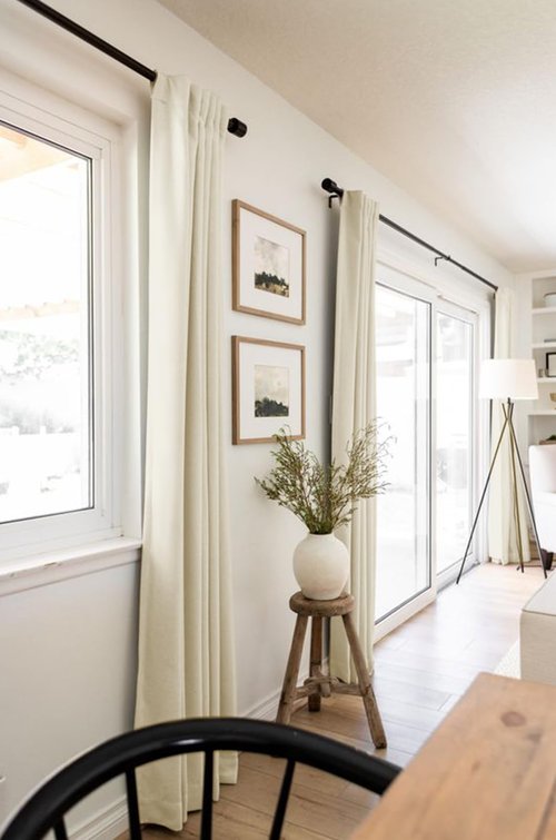 100% Blackout Shield Polyester Blackout Curtains for Bedroom 108 Inches Long, Back Tab/Rod Pocket Living Room Drapes, Thermal Insulated Blackout Curtains 2 Panels Set, 50" W x 108" L, Light Cream