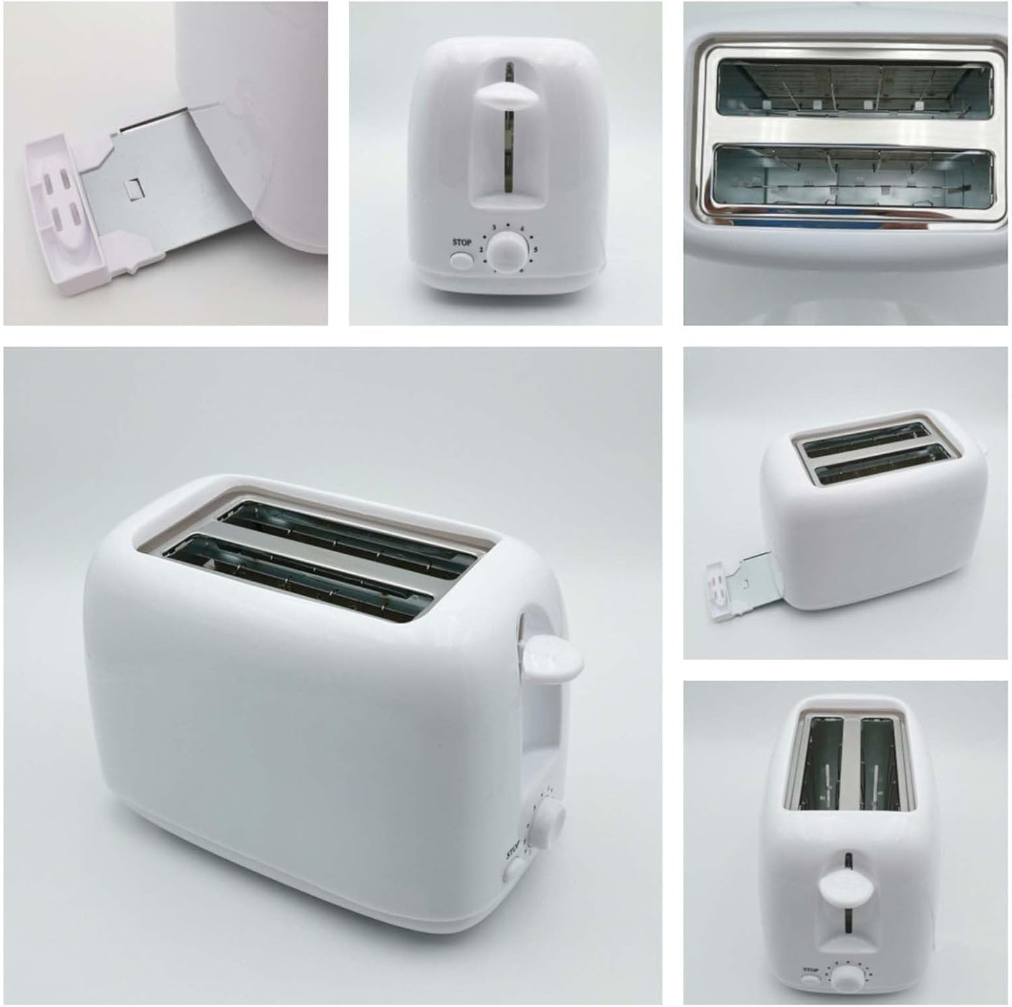 Skiennix Retro 2-Slice Toaster - Stainless Steel Design with 6 Functions & Removable Crumb Tray | White