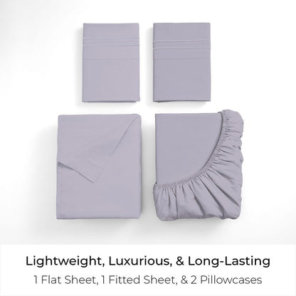 Mellanni California King Sheets Set - 4 PC Iconic Collection Bedding - Hotel Luxury, Extra Soft, Cooling Bed Sheets - Wrinkle, Fade, Stain Resistant (Cal King, Lavender)