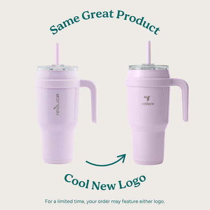 Reduce 40 oz Stainless Steel Tumbler - Insulated Travel Mug with Handle & Reusable Straw | Keeps Drinks Cold for 24 Hrs, Dishwasher Safe - Palm Leaf