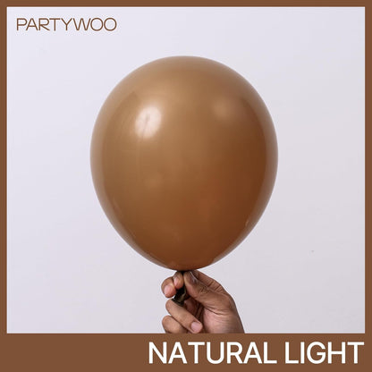 PartyWoo Brown Balloons - 120-Piece Boho Neutral Fall Arch Kit | 18", 12", 10", 5" Sizes for Birthday & Baby Shower Decor