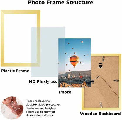 JCJMY Gold 7x10 Picture Frame - Versatile Wall Hanging or Tabletop Display for Photos