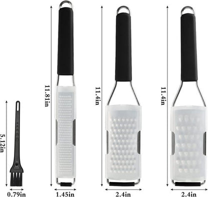 Cambom Lemon Zester Grater Set - Heavy Duty Kitchen Tool for Cheese, Ginger, Garlic & More | Stainless Steel, Black