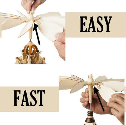 Skiennix 12-Pc Replacement Top Fan Blades Kit - Perfect for German Christmas Pyramid Carousels