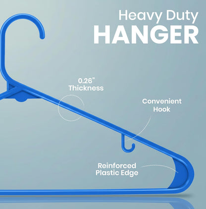 Utopia Home Plastic Hangers - Durable & Space-Saving Clothes Hangers with Hooks | 30 Pack (Blue)
