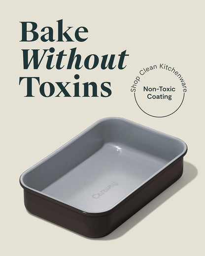 Caraway Nonstick Baking Pan Duo - 9” x 6.5” Deep Ceramic, Non-Toxic & PTFE Free - Ideal for Casseroles & Lasagna - Black