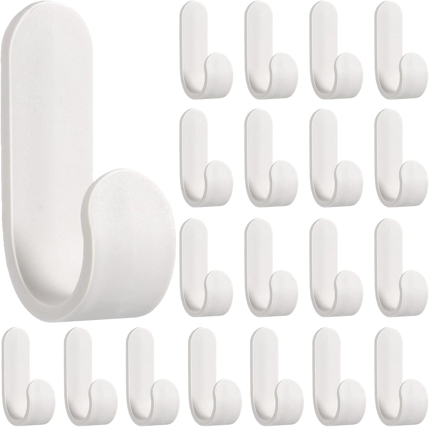 Yulejo Adhesive Wall Hangers - Durable White Hooks for Towels, Jackets & Kitchenware (20 Pack)