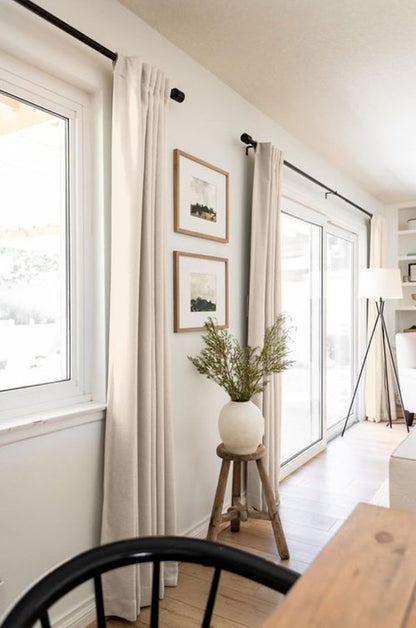 100% Blackout Shield Linen Blackout Curtains for Bedroom 120 Inches Long, Back Tab/Rod Pocket Living Room Drapes, Thermal Insulated Blackout Curtains 2 Panels Set, 50" W x 120" L, Beach Sand