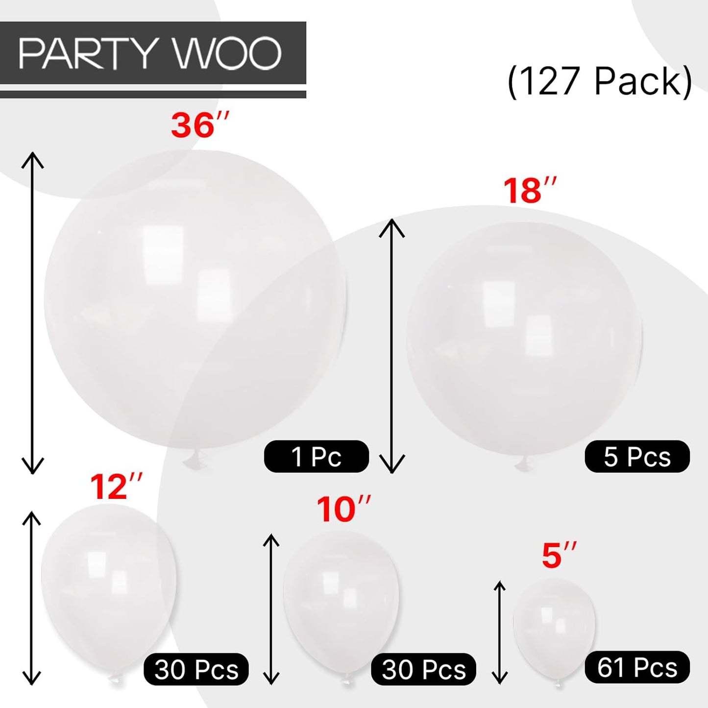 PartyWoo Clear Balloon Arch Kit - 127pcs in Various Sizes for Weddings, Graduations & Celebrations