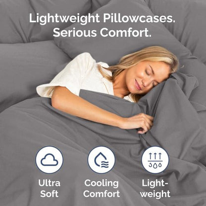 King Standard Pillow Cases - Soft Hotel Quality Pillowcase Covers for Comfy Bedding | Set of 4 Dark Grey