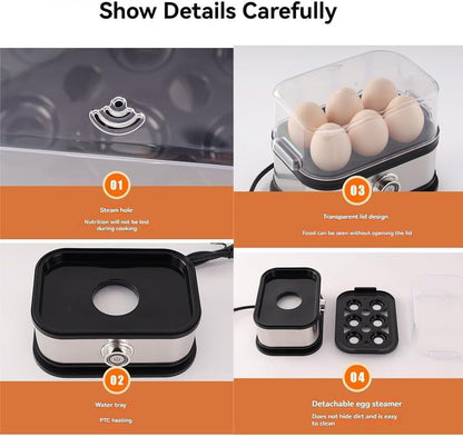 Smart Egg Cooker - Electric Rapid Egg Poacher with Auto Shut-Off | Cooks 6 Eggs Perfectly (Hard, Medium, Soft)