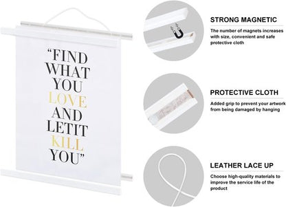 Benjia Magnetic Light Wood Poster Frame - 9x12, 9x24, 9x13 for Canvas Art | White, 1 Pack