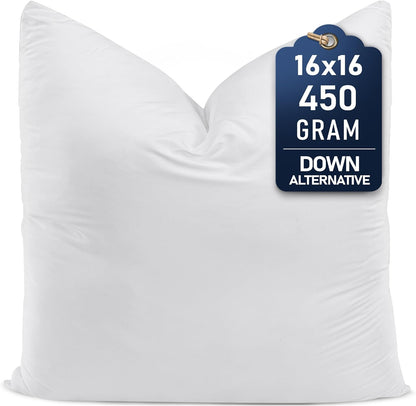 Utopia Bedding Throw Pillow - Fluffy 16 x 16 Inches Down Alternative Cushion in White | Perfect for Bed, Sofa & Couch