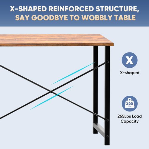 DUMOS 32 in Small Computer Desk for Home Office, Modern Study Work Table Simple Style for Bedroom, Writing Desks with X-Shaped Reinforcement, Rust