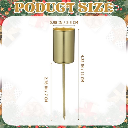 DOITOOL Golden Candle Holders - 5 Pcs Christmas Candle Stakes with Spike Cup Inserts for Festive Decor