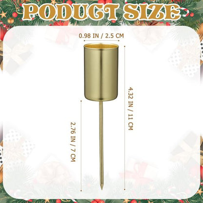 DOITOOL Golden Candle Holders - 5 Pcs Christmas Candle Stakes with Spike Cup Inserts for Festive Decor