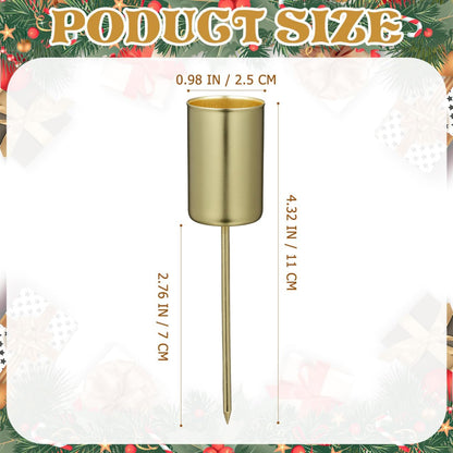 Angoily Candle Holder Stakes - 5 Pcs Golden Taper Candlestick Holders for Christmas Tree Decor