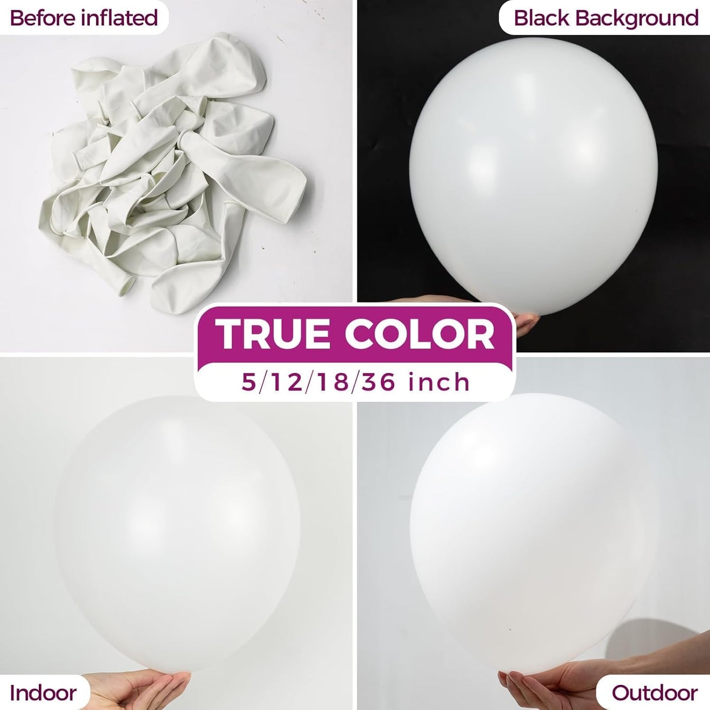 Bezente White Latex Balloons - 100 Pack 12-Inch Round Helium Balloons for Weddings & Parties