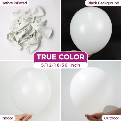 Bezente White Latex Balloons - 100 Pack 12-Inch Round Helium Balloons for Weddings & Parties