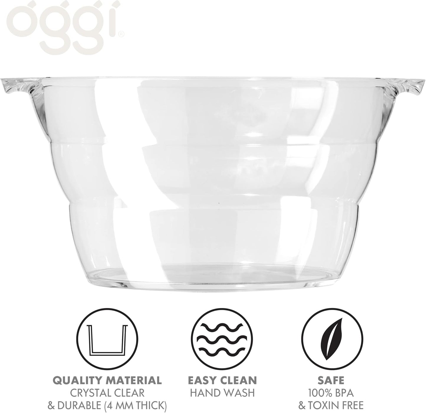 Oggi Insulated Ice Bucket (4 Quart) and Acrylic Oval Party Tub
