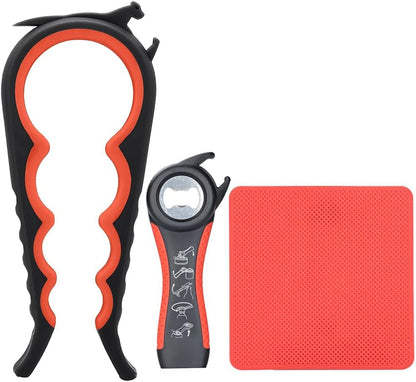 Skiennix Jar Opener - 5-in-1 Bottle Opener with Rubber Grip Pad for Seniors with Arthritis